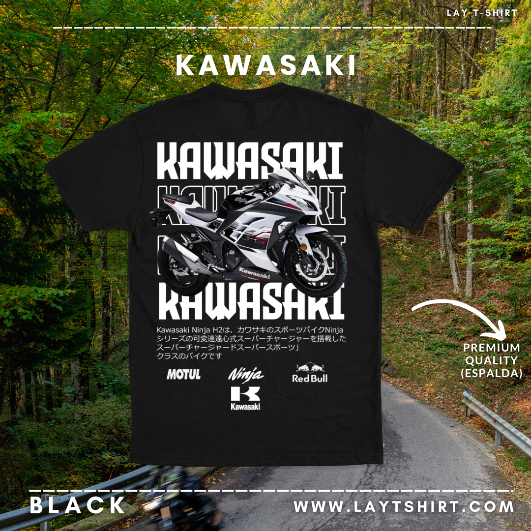 Playera KAWASAKI H2 WHITHE